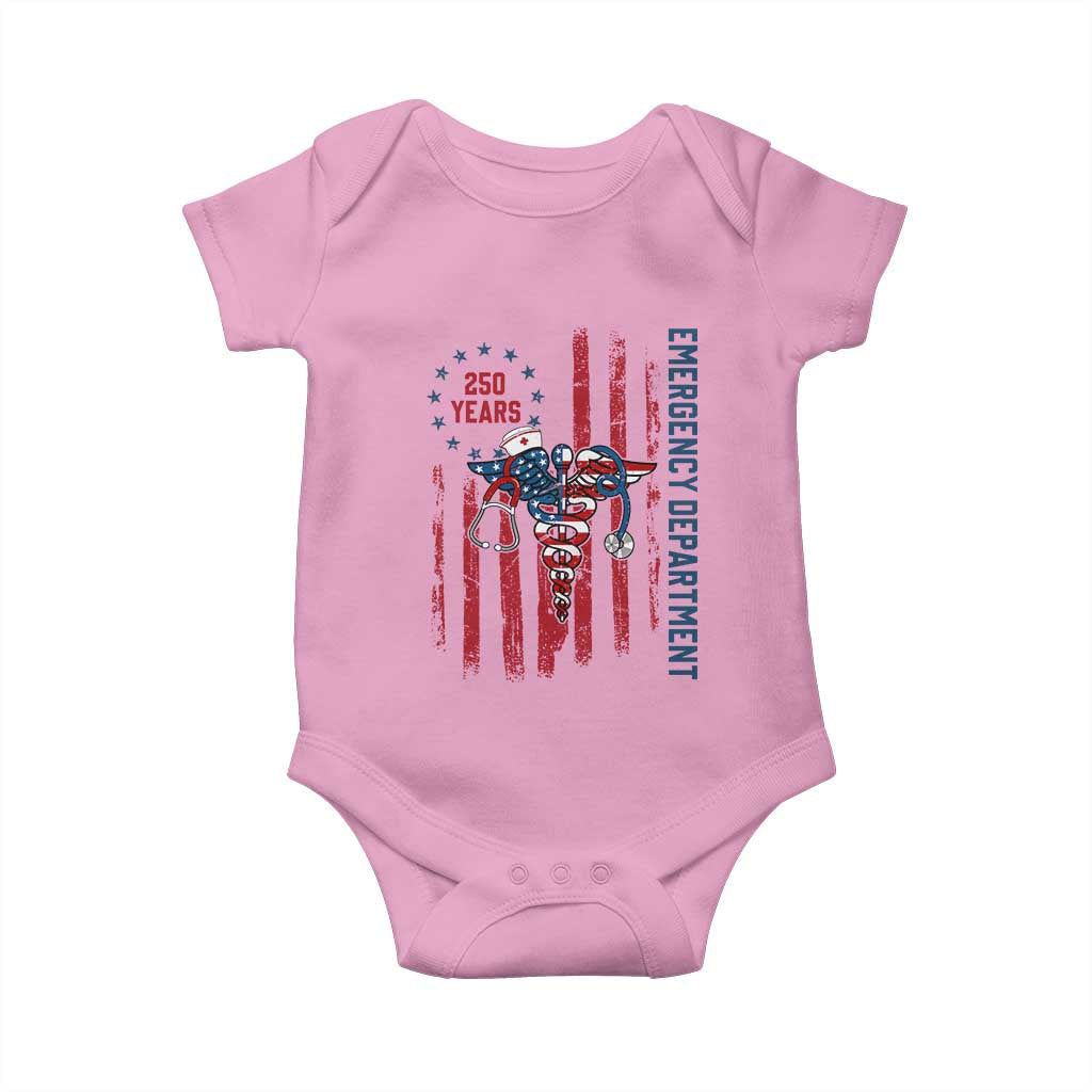 Patriotic ED Nurse Gift Baby Onesie 250 Years Of Emergency Department TS12 Light Pink Print Your Wear