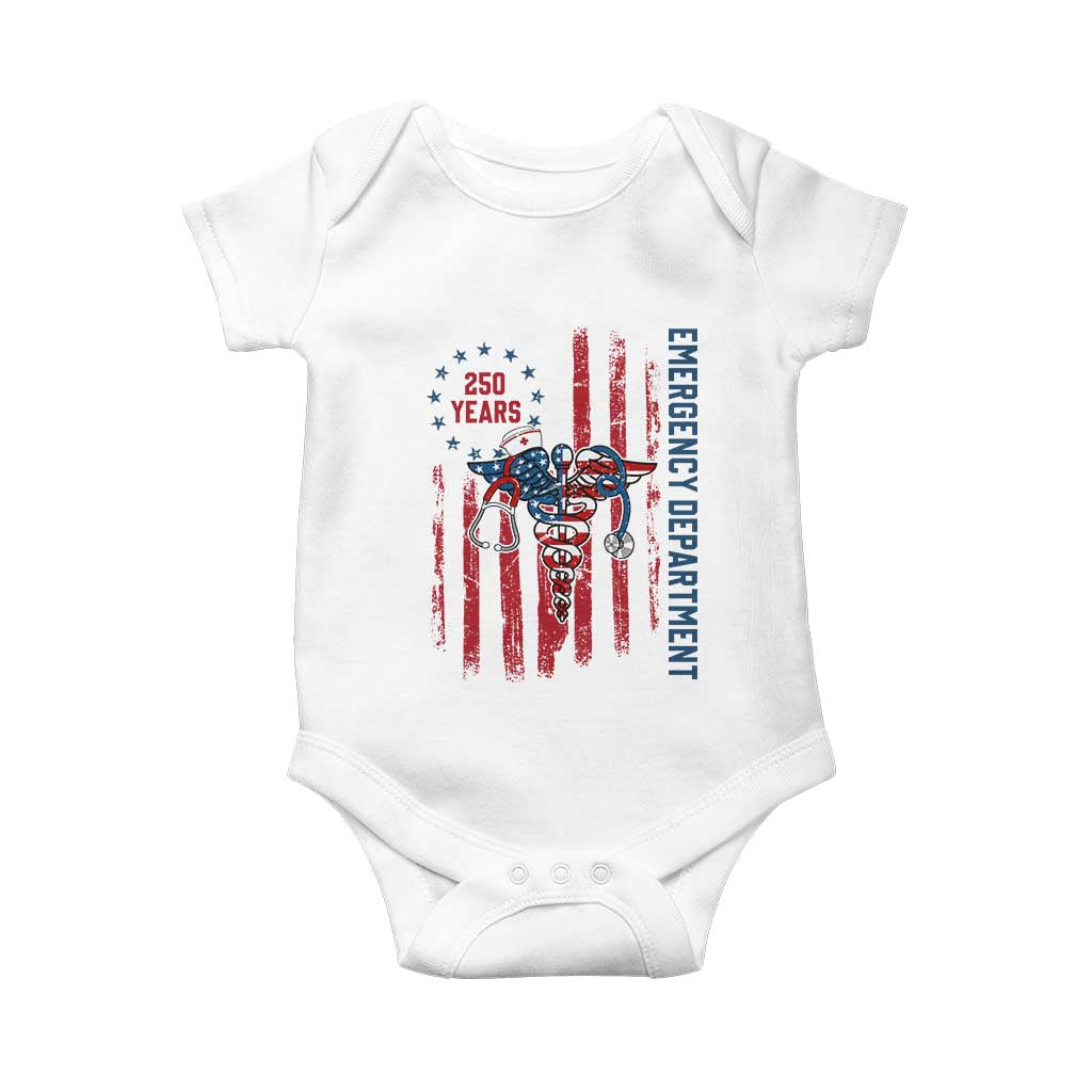 Patriotic ED Nurse Gift Baby Onesie 250 Years Of Emergency Department TS12 White Print Your Wear