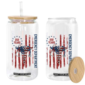 Patriotic ED Nurse Gift Glass Can 250 Years Of Emergency Department TS12 Print Your Wear