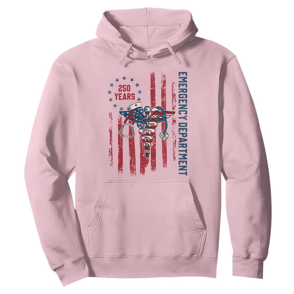 Patriotic ED Nurse Gift Hoodie 250 Years Of Emergency Department TS12 Light Pink Print Your Wear