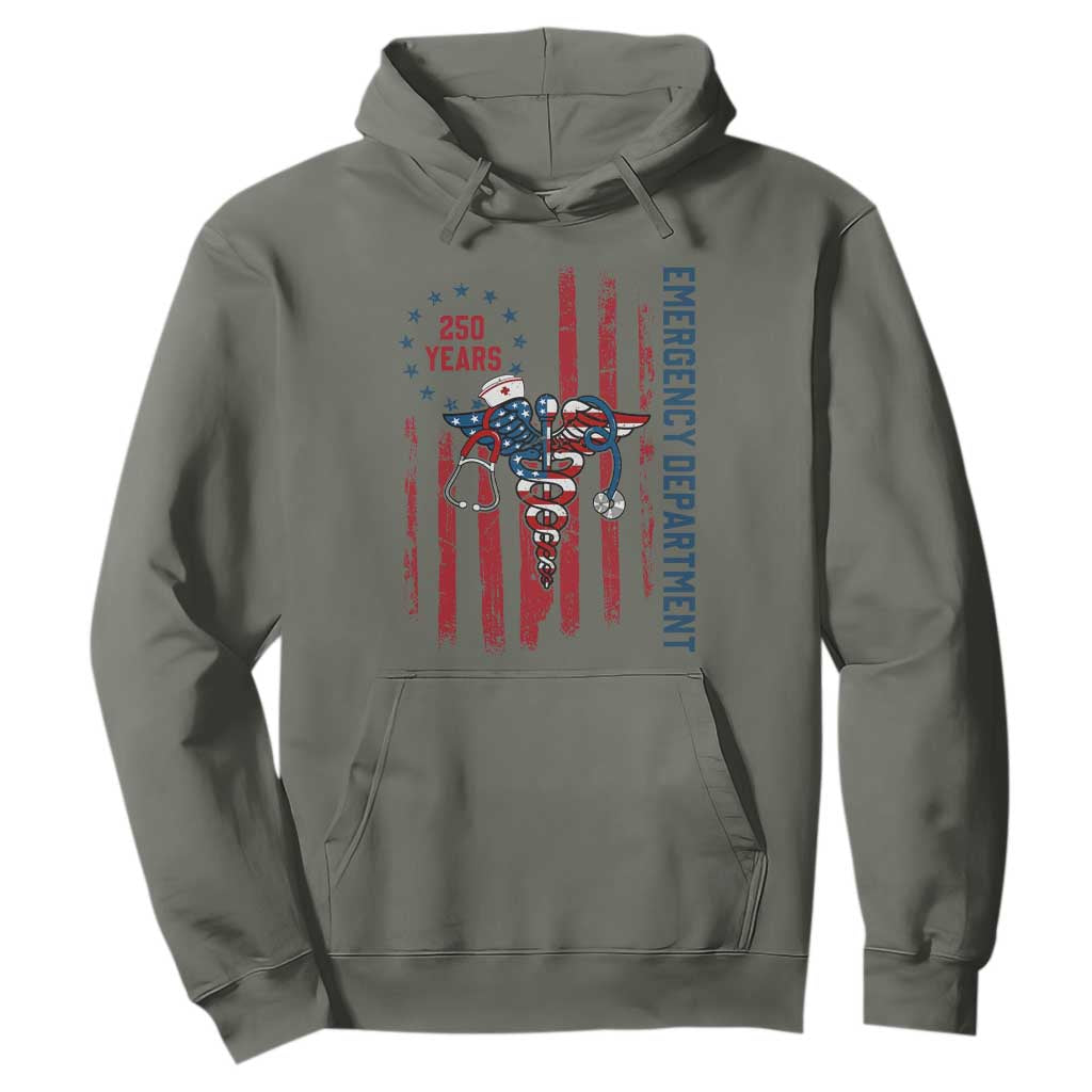 Patriotic ED Nurse Gift Hoodie 250 Years Of Emergency Department TS12 Military Green Print Your Wear