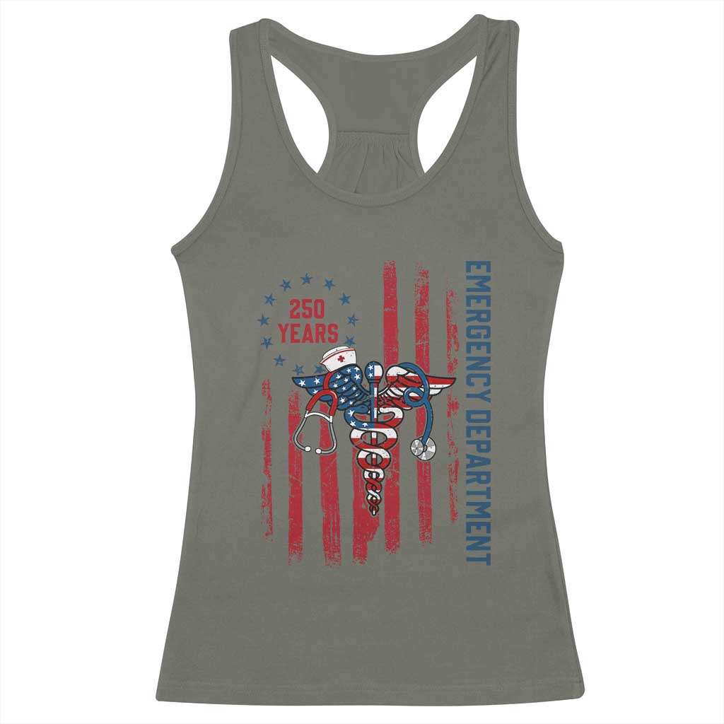 Patriotic ED Nurse Gift Racerback Tank Top 250 Years Of Emergency Department TS12 Military Green Print Your Wear
