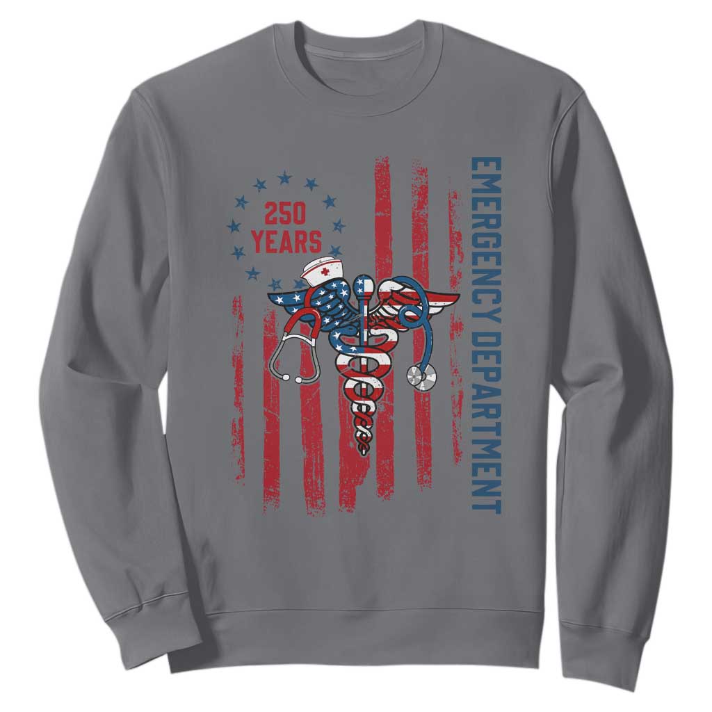 Patriotic ED Nurse Gift Sweatshirt 250 Years Of Emergency Department TS12 Charcoal Print Your Wear