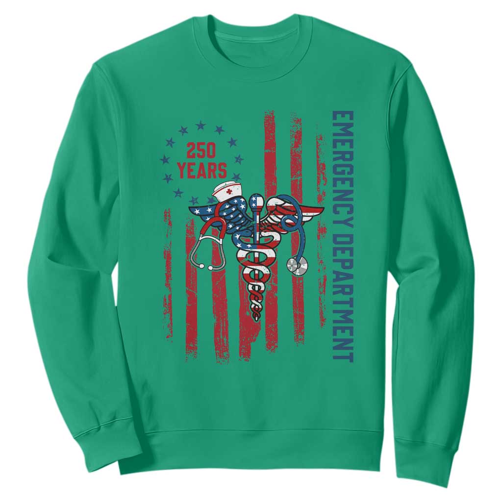 Patriotic ED Nurse Gift Sweatshirt 250 Years Of Emergency Department TS12 Irish Green Print Your Wear