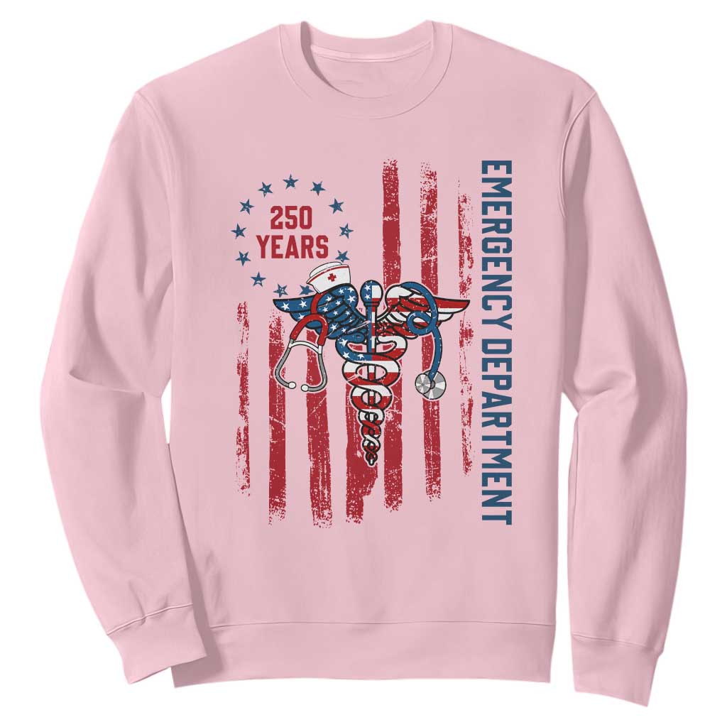 Patriotic ED Nurse Gift Sweatshirt 250 Years Of Emergency Department TS12 Light Pink Print Your Wear