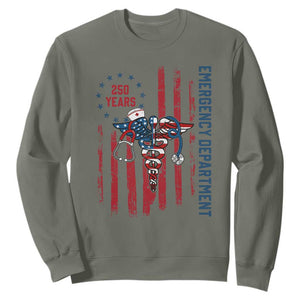 Patriotic ED Nurse Gift Sweatshirt 250 Years Of Emergency Department TS12 Military Green Print Your Wear