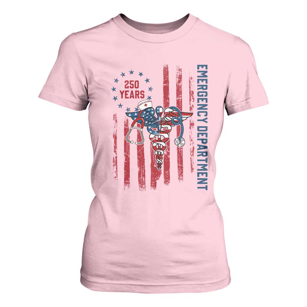 Patriotic ED Nurse Gift T Shirt For Women 250 Years Of Emergency Department TS12 Light Pink Print Your Wear