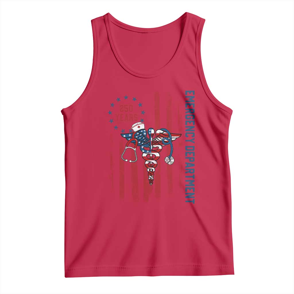 Patriotic ED Nurse Gift Tank Top 250 Years Of Emergency Department TS12 Red Print Your Wear