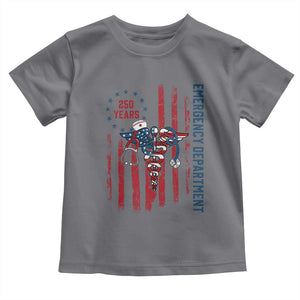 Patriotic ED Nurse Gift Toddler T Shirt 250 Years Of Emergency Department TS12 Charcoal Print Your Wear