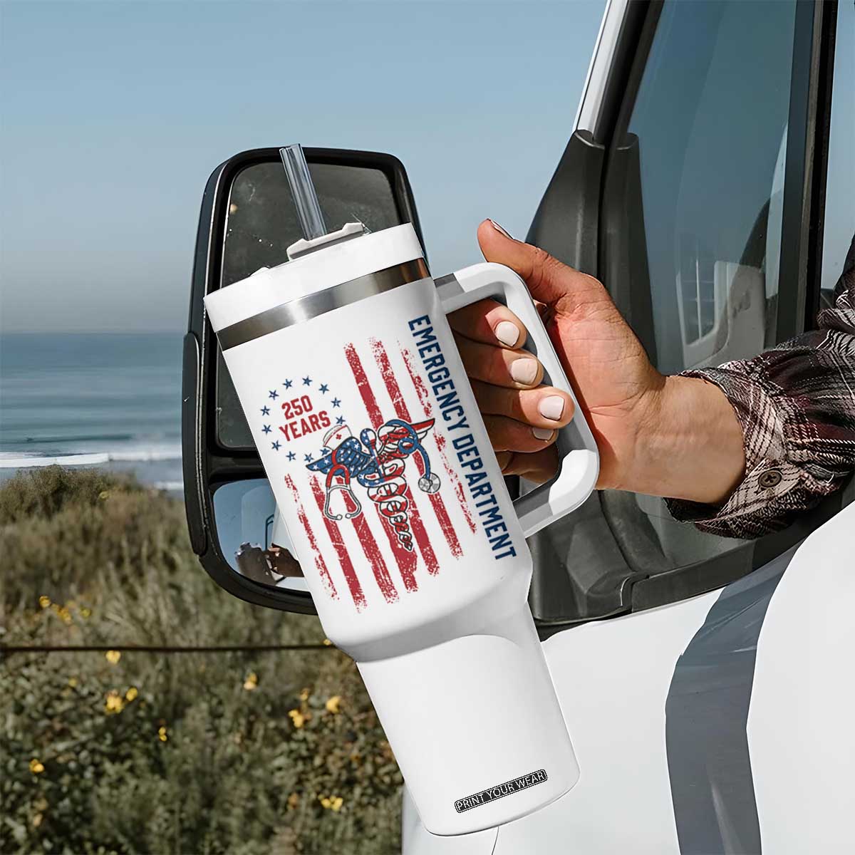 Patriotic ED Nurse Gift Tumbler With Handle 250 Years Of Emergency Department TS12 Print Your Wear