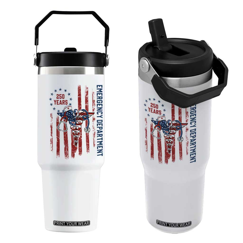 Patriotic ED Nurse Gift Flip Straw Tumbler 250 Years Of Emergency Department TS12 One Size: 30 oz White Print Your Wear