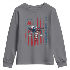 Patriotic ED Nurse Gift Youth Sweatshirt 250 Years Of Emergency Department TS12 Charcoal Print Your Wear