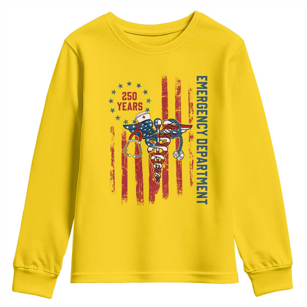 Patriotic ED Nurse Gift Youth Sweatshirt 250 Years Of Emergency Department TS12 Daisy Print Your Wear