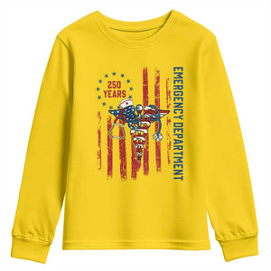 Patriotic ED Nurse Gift Youth Sweatshirt 250 Years Of Emergency Department TS12 Daisy Print Your Wear