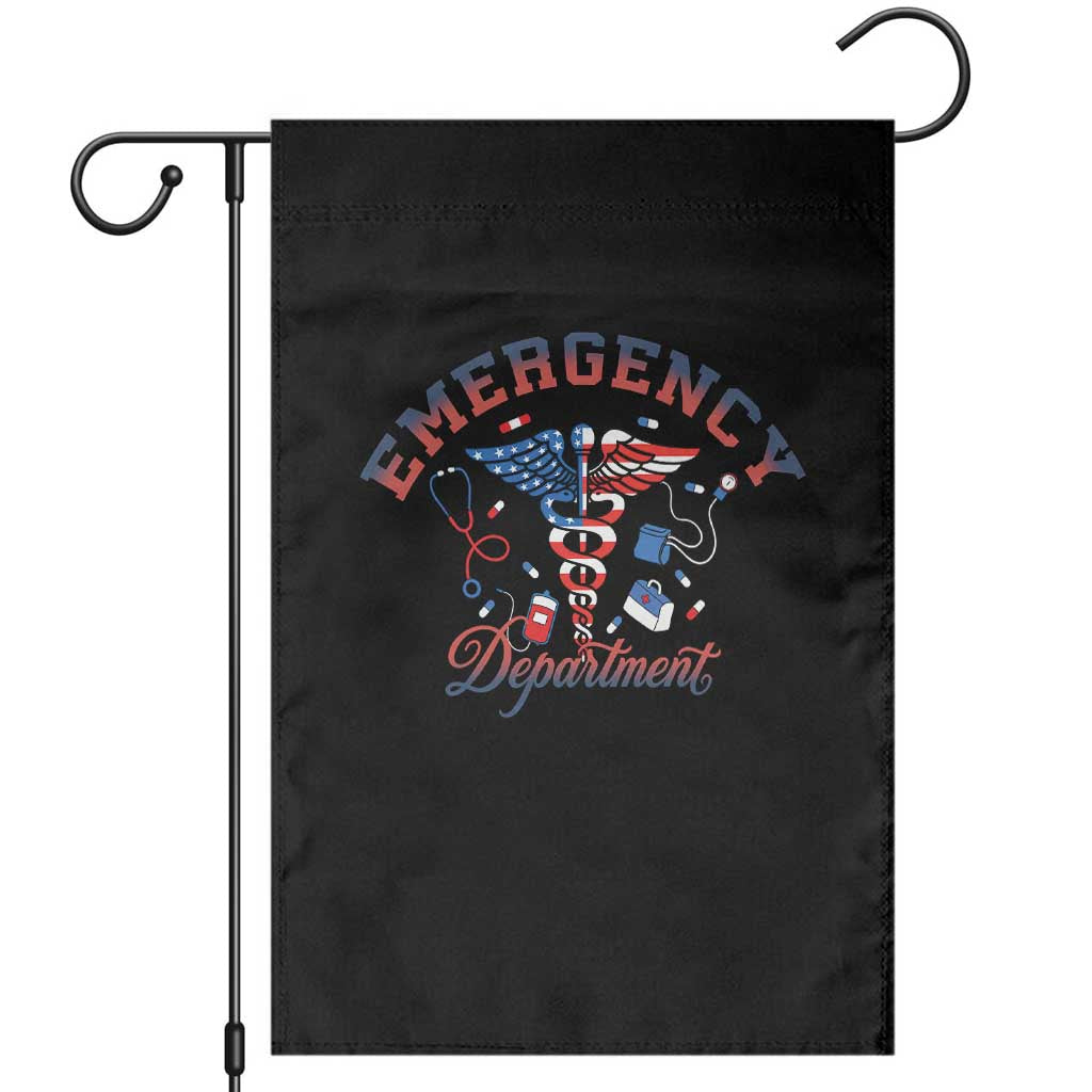 Patriotic Emergency Department Garden Flag USA 250th Anniversary Medical Gift TS12 Black Print Your Wear