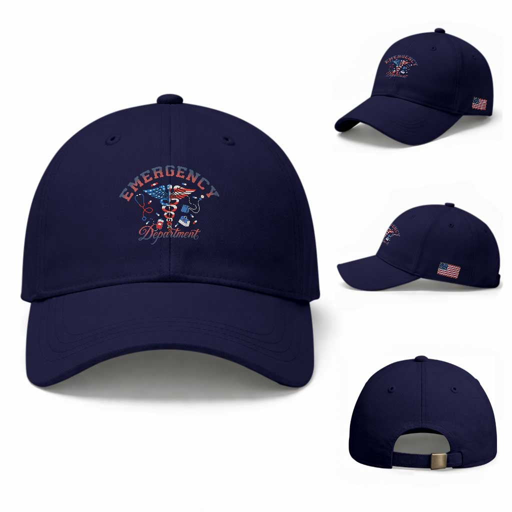 Patriotic Emergency Department Baseball Cap USA 250th Anniversary Medical Gift TS12 Baseball Cap Universal Fit Dark Blue Print Your Wear