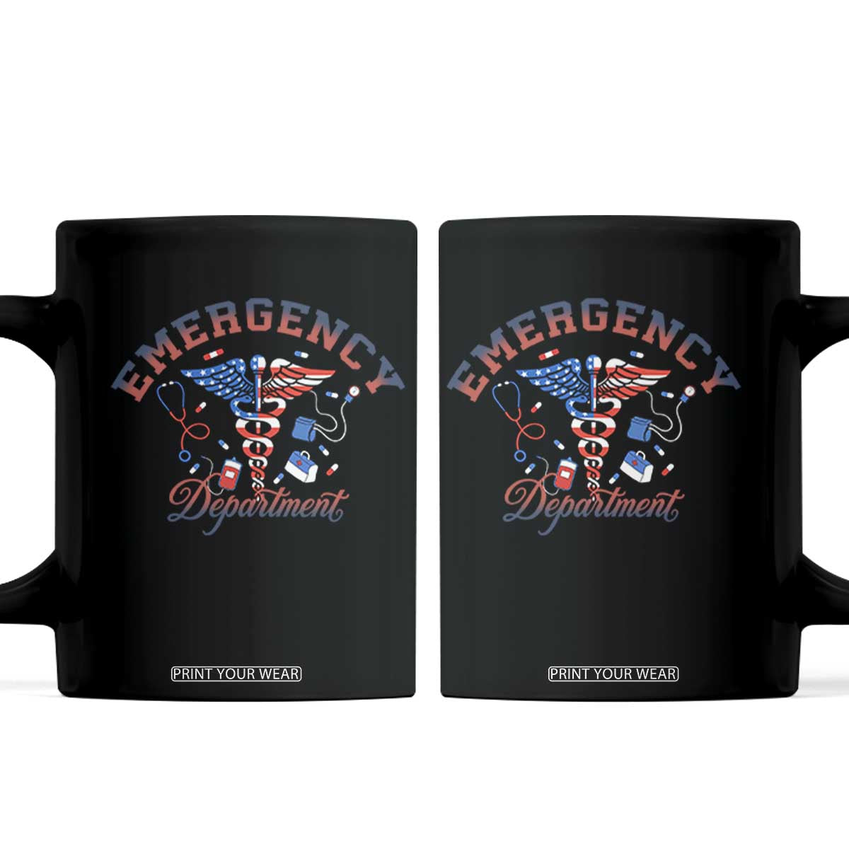 Patriotic Emergency Department Coffee Mug USA 250th Anniversary Medical Gift TS12 Black Print Your Wear