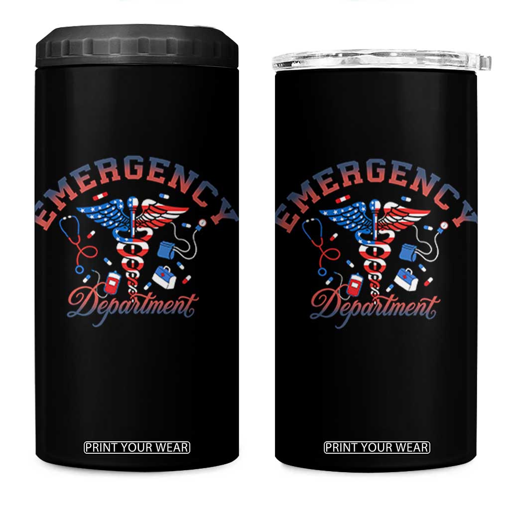 Patriotic Emergency Department 4 in 1 Can Cooler Tumbler USA 250th Anniversary Medical Gift TS12 One Size: 16 oz Black Print Your Wear