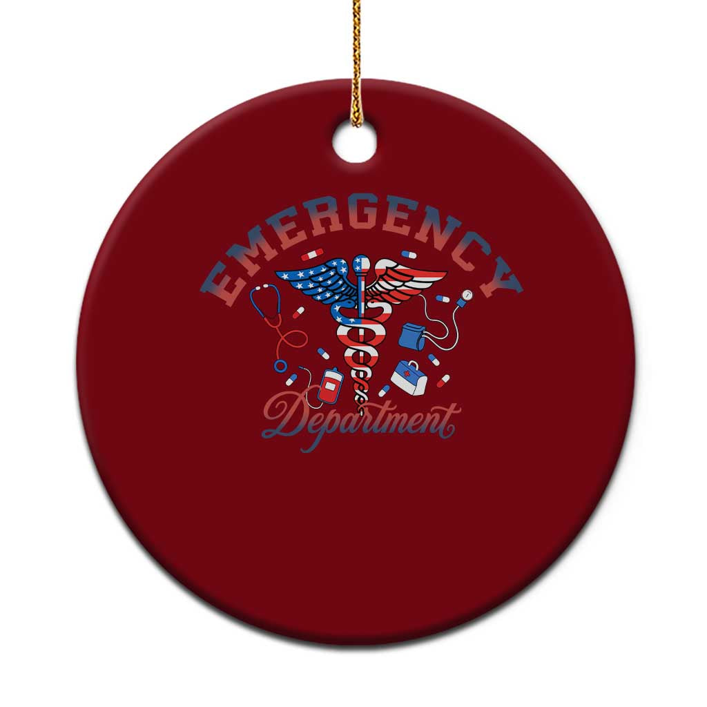 Patriotic Emergency Department Ceramic Ornament USA 250th Anniversary Medical Gift TS12 1pc Red Print Your Wear