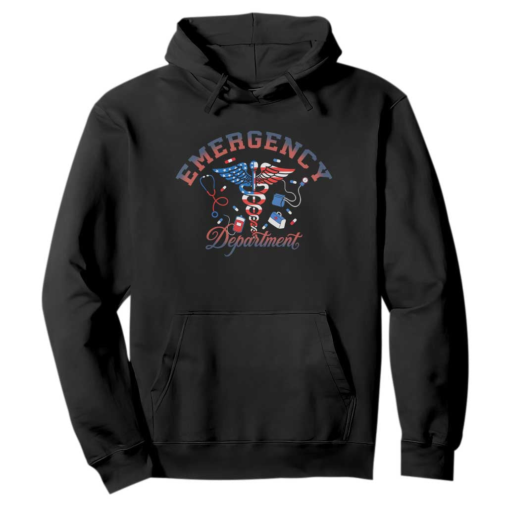 Patriotic Emergency Department Hoodie USA 250th Anniversary Medical Gift TS12 Black Print Your Wear