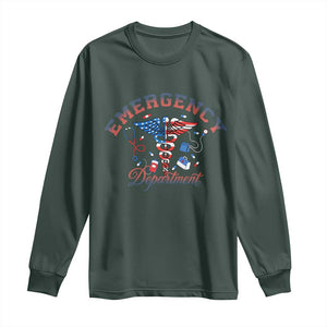 Patriotic Emergency Department Long Sleeve Shirt USA 250th Anniversary Medical Gift TS12 Dark Forest Green Print Your Wear