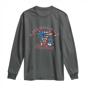 Patriotic Emergency Department Long Sleeve Shirt USA 250th Anniversary Medical Gift TS12 Dark Heather Print Your Wear
