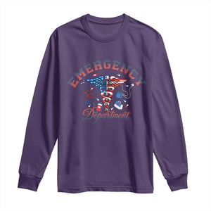 Patriotic Emergency Department Long Sleeve Shirt USA 250th Anniversary Medical Gift TS12 Purple Print Your Wear