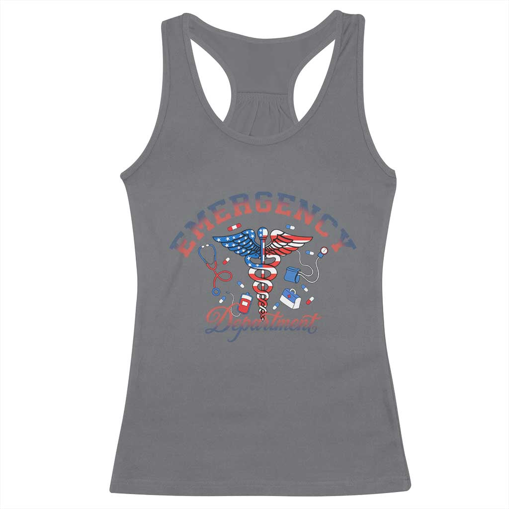 Patriotic Emergency Department Racerback Tank Top USA 250th Anniversary Medical Gift TS12 Charcoal Print Your Wear