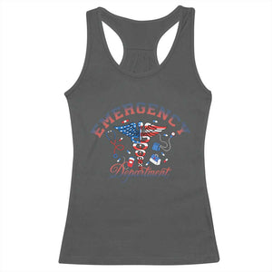 Patriotic Emergency Department Racerback Tank Top USA 250th Anniversary Medical Gift TS12 Dark Heather Print Your Wear