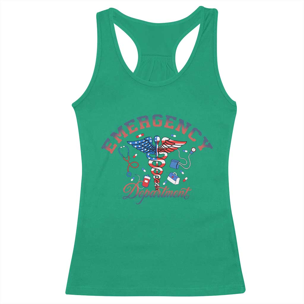 Patriotic Emergency Department Racerback Tank Top USA 250th Anniversary Medical Gift TS12 Irish Green Print Your Wear
