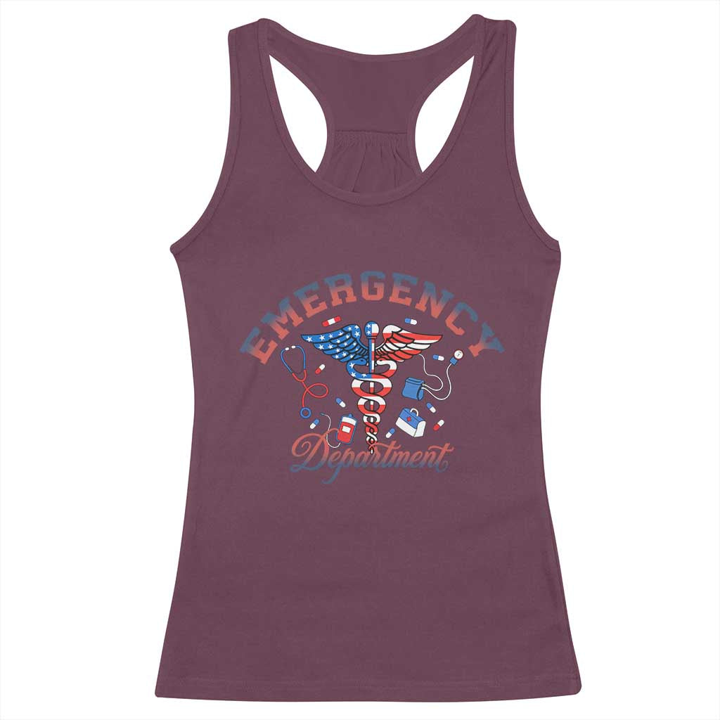Patriotic Emergency Department Racerback Tank Top USA 250th Anniversary Medical Gift TS12 Maroon Print Your Wear