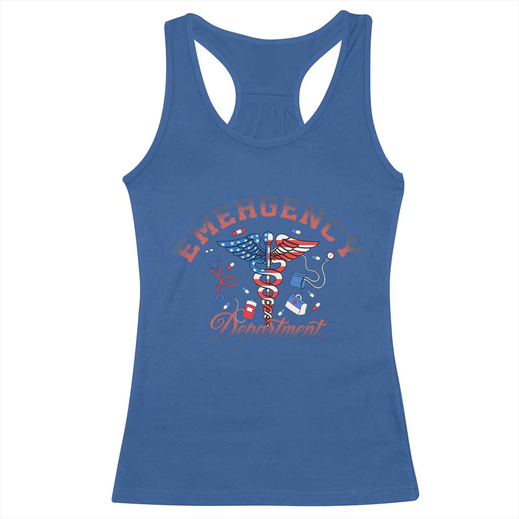 Patriotic Emergency Department Racerback Tank Top USA 250th Anniversary Medical Gift TS12 Royal Blue Print Your Wear