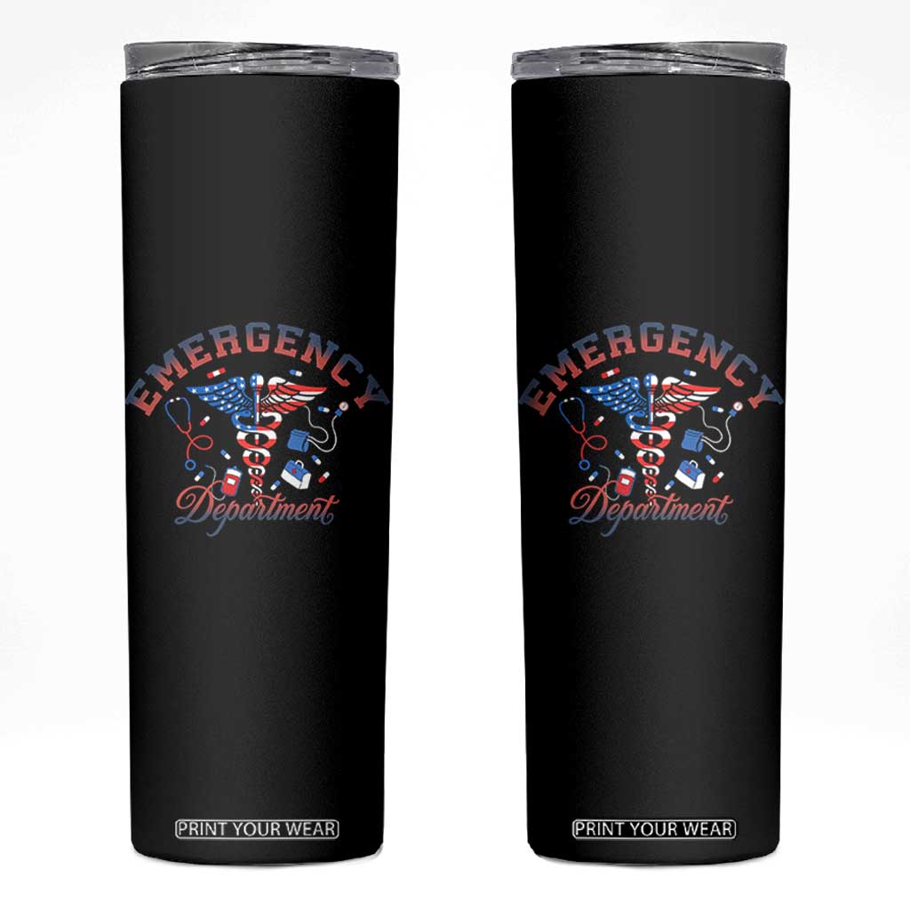 Patriotic Emergency Department Skinny Tumbler USA 250th Anniversary Medical Gift TS12 Black Print Your Wear