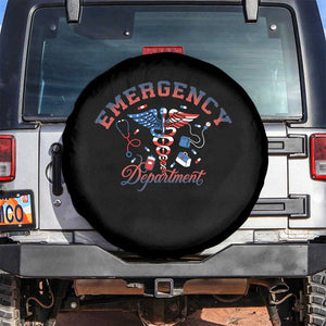 Patriotic Emergency Department Spare Tire Cover USA 250th Anniversary Medical Gift TS12 No hole Black Print Your Wear