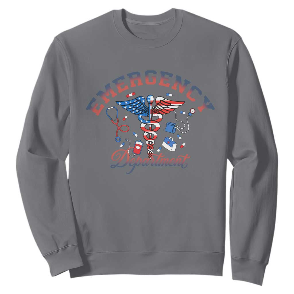 Patriotic Emergency Department Sweatshirt USA 250th Anniversary Medical Gift TS12 Charcoal Print Your Wear