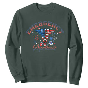 Patriotic Emergency Department Sweatshirt USA 250th Anniversary Medical Gift TS12 Dark Forest Green Print Your Wear