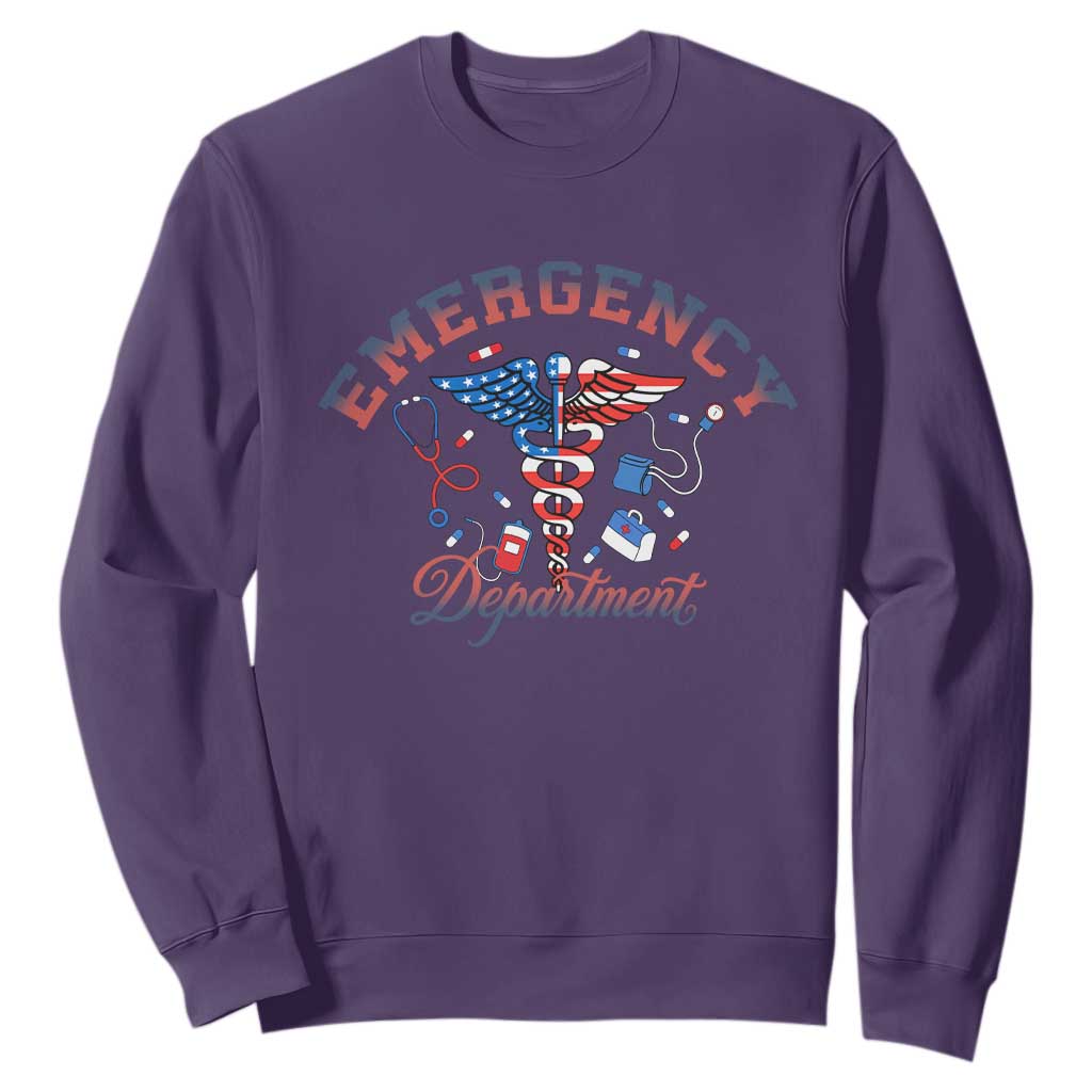 Patriotic Emergency Department Sweatshirt USA 250th Anniversary Medical Gift TS12 Purple Print Your Wear