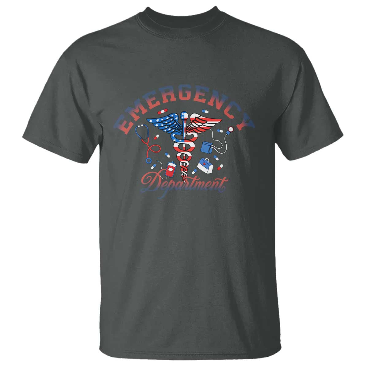 Patriotic Emergency Department T Shirt USA 250th Anniversary Medical Gift TS12 Dark Heather Print Your Wear