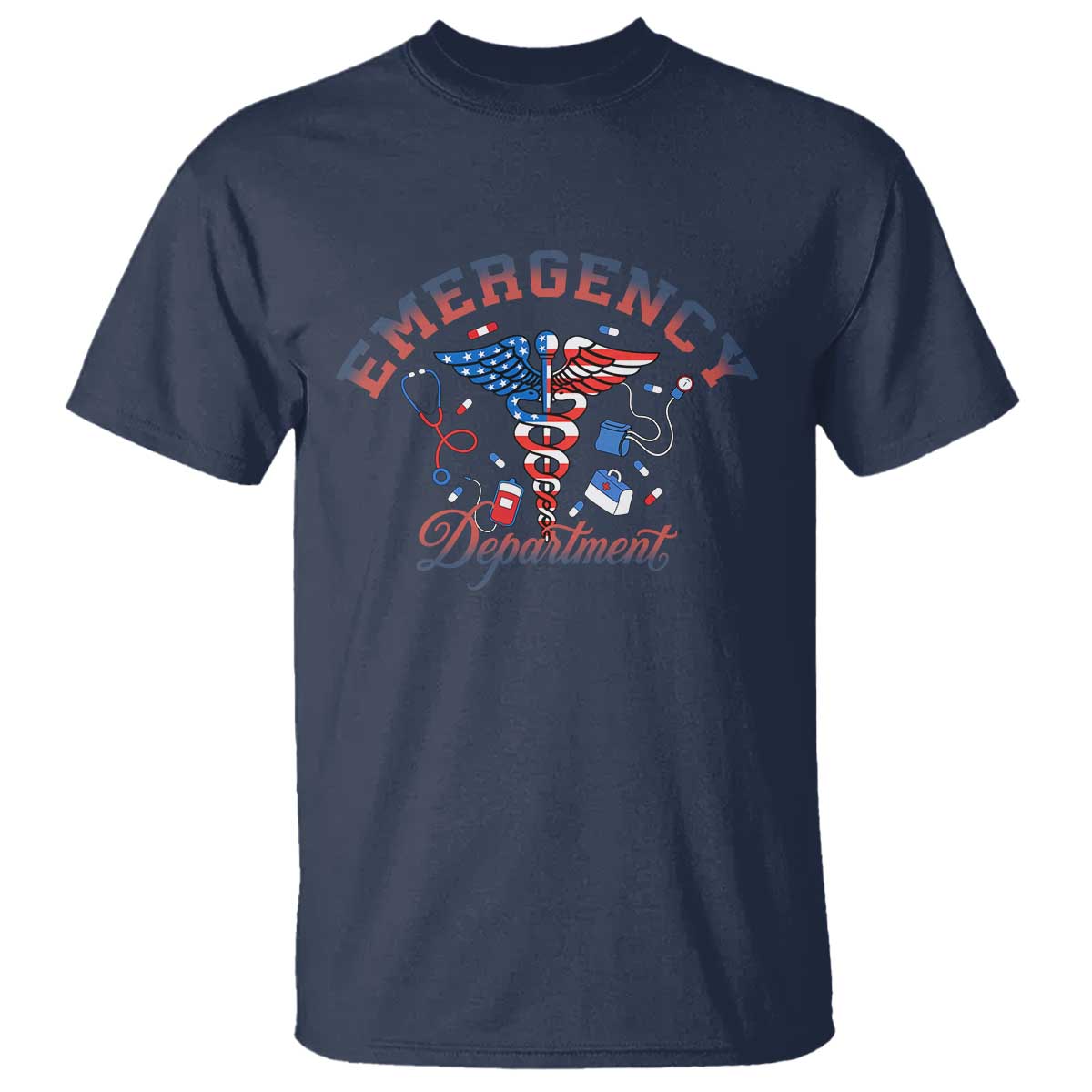 Patriotic Emergency Department T Shirt USA 250th Anniversary Medical Gift TS12 Navy Print Your Wear