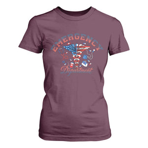 Patriotic Emergency Department T Shirt For Women USA 250th Anniversary Medical Gift TS12 Maroon Print Your Wear
