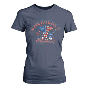 Patriotic Emergency Department T Shirt For Women USA 250th Anniversary Medical Gift TS12 Navy Print Your Wear