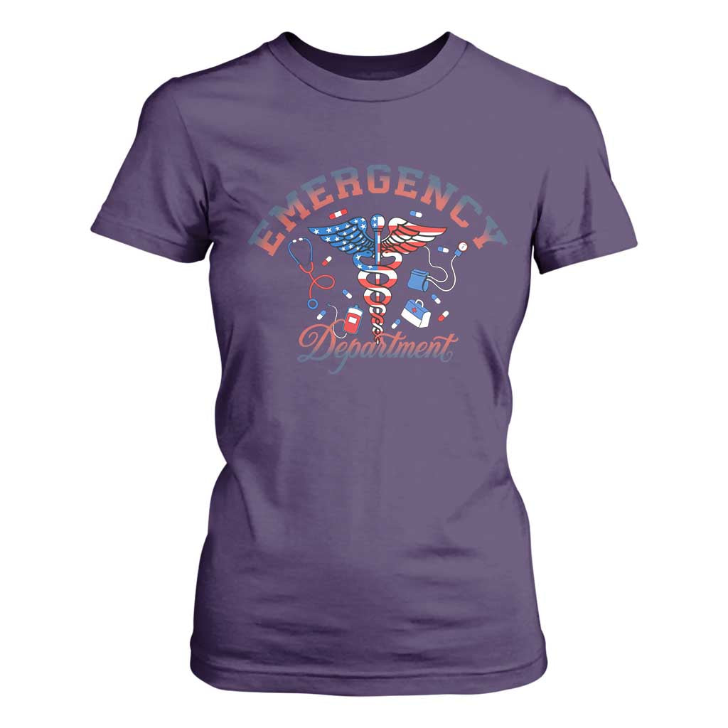 Patriotic Emergency Department T Shirt For Women USA 250th Anniversary Medical Gift TS12 Purple Print Your Wear