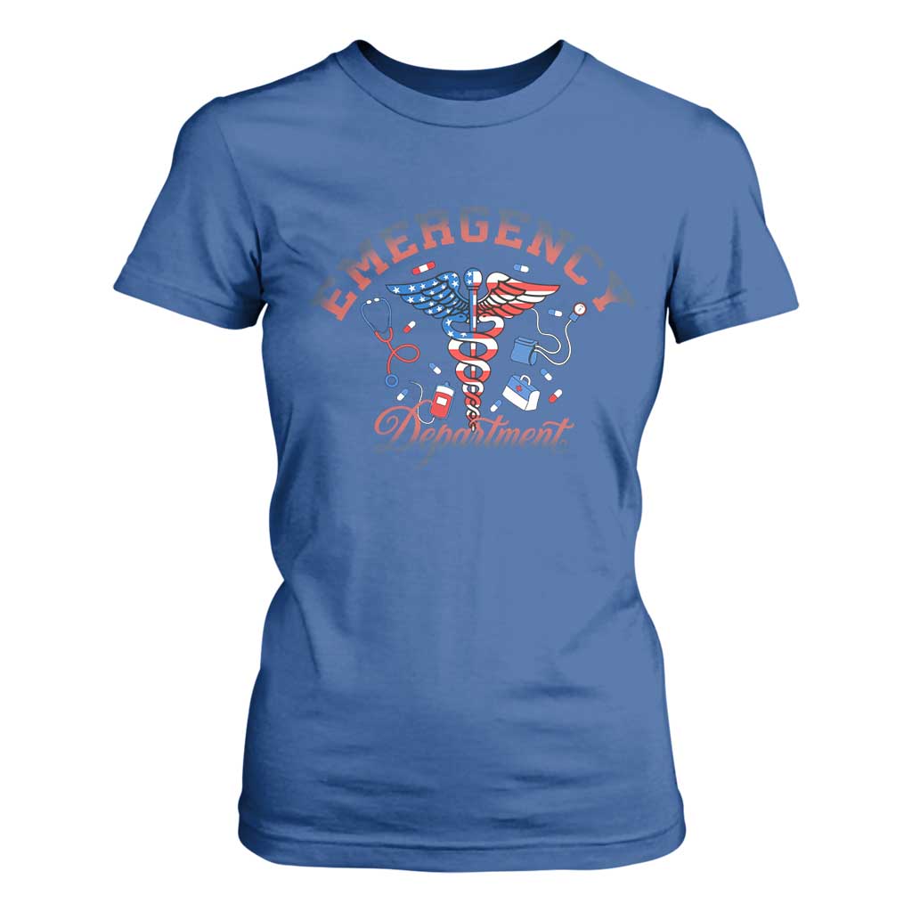 Patriotic Emergency Department T Shirt For Women USA 250th Anniversary Medical Gift TS12 Royal Blue Print Your Wear