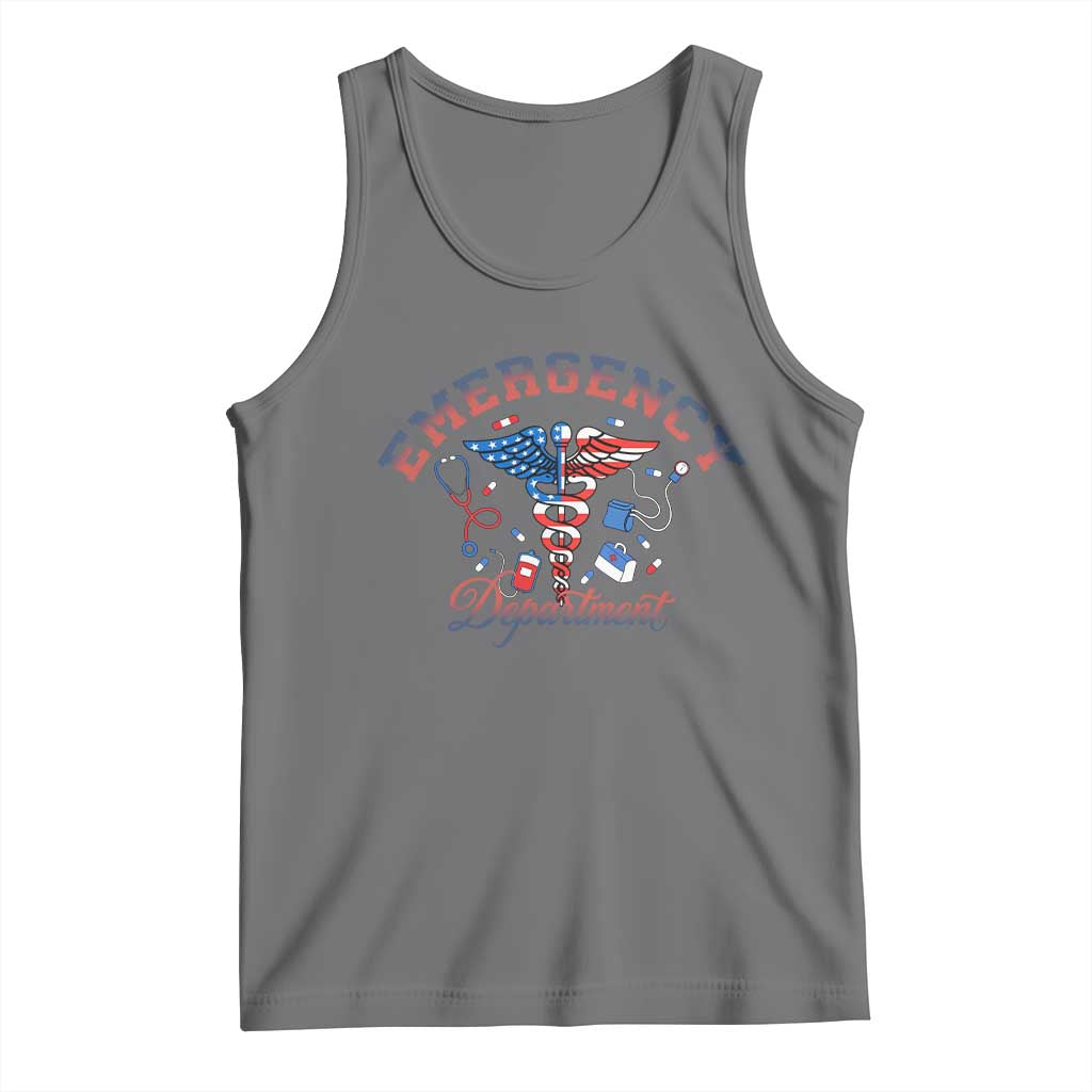 Patriotic Emergency Department Tank Top USA 250th Anniversary Medical Gift TS12 Black Heather Print Your Wear
