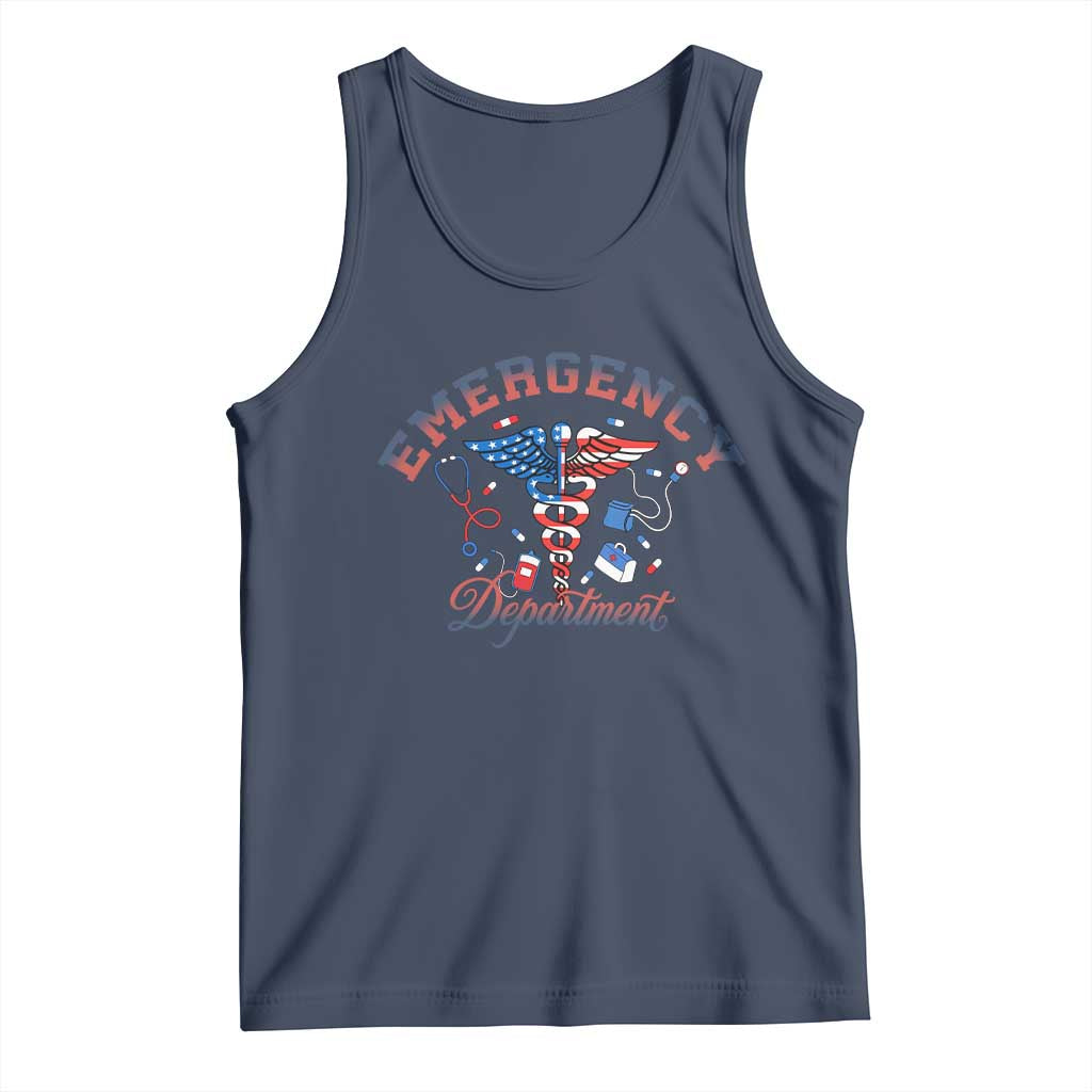 Patriotic Emergency Department Tank Top USA 250th Anniversary Medical Gift TS12 Navy Print Your Wear