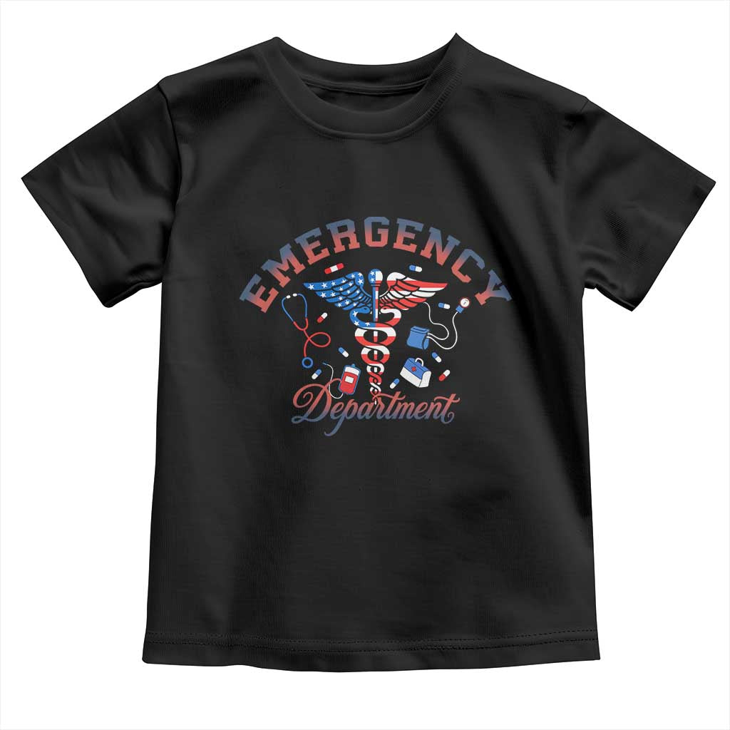 Patriotic Emergency Department Toddler T Shirt USA 250th Anniversary Medical Gift TS12 Black Print Your Wear