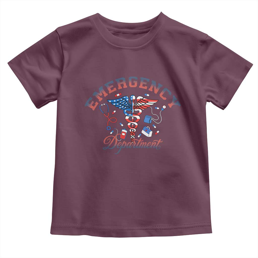Patriotic Emergency Department Toddler T Shirt USA 250th Anniversary Medical Gift TS12 Maroon Print Your Wear