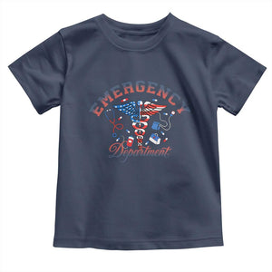 Patriotic Emergency Department Toddler T Shirt USA 250th Anniversary Medical Gift TS12 Navy Print Your Wear