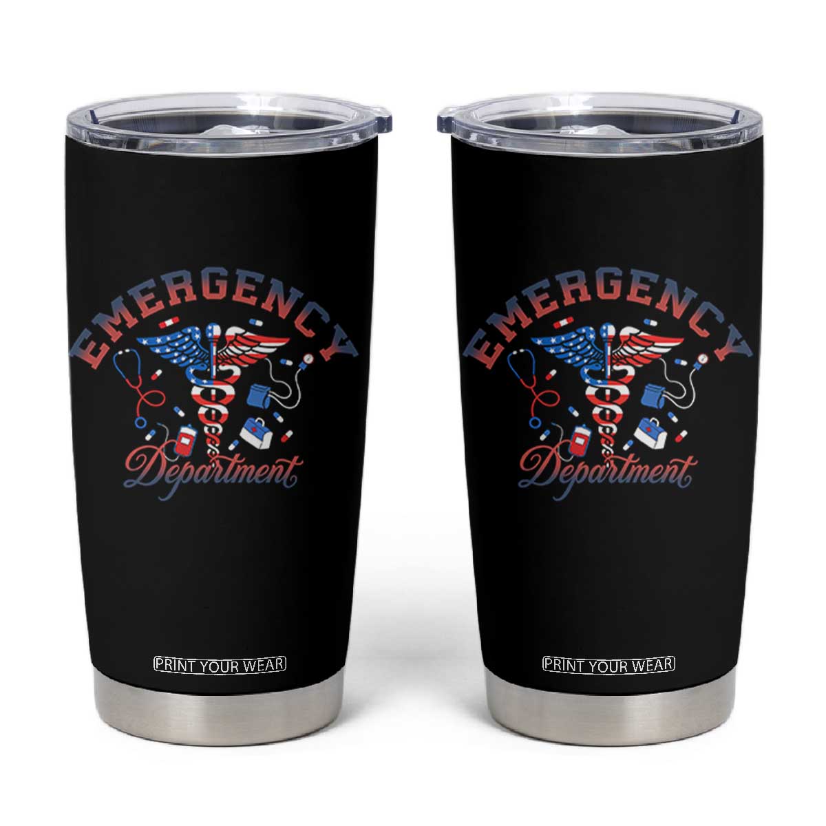 Patriotic Emergency Department Tumbler Cup USA 250th Anniversary Medical Gift TS12 Black Print Your Wear