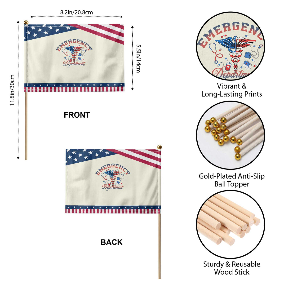 Emergency Department Patriotic Handheld Flag USA 250th Anniversary Medical Gift TS12 Print Your Wear